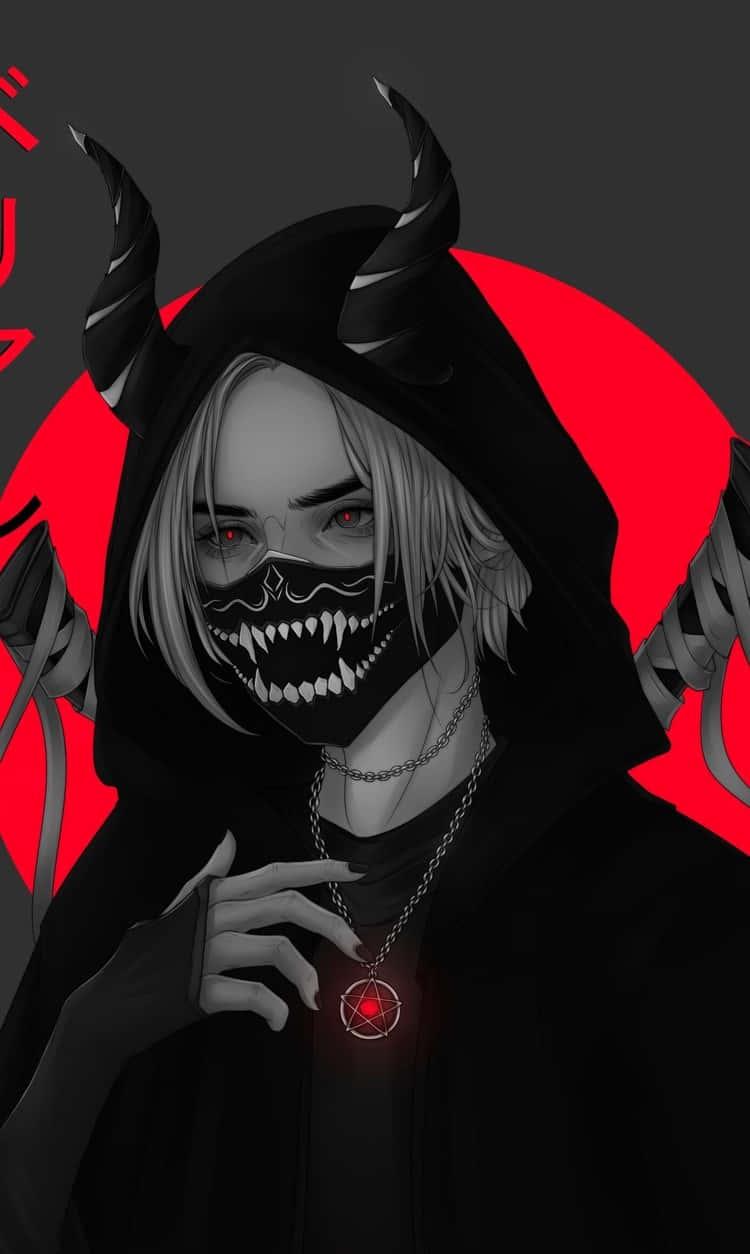 Scary Anime Guy With Vampire Mask Wallpaper