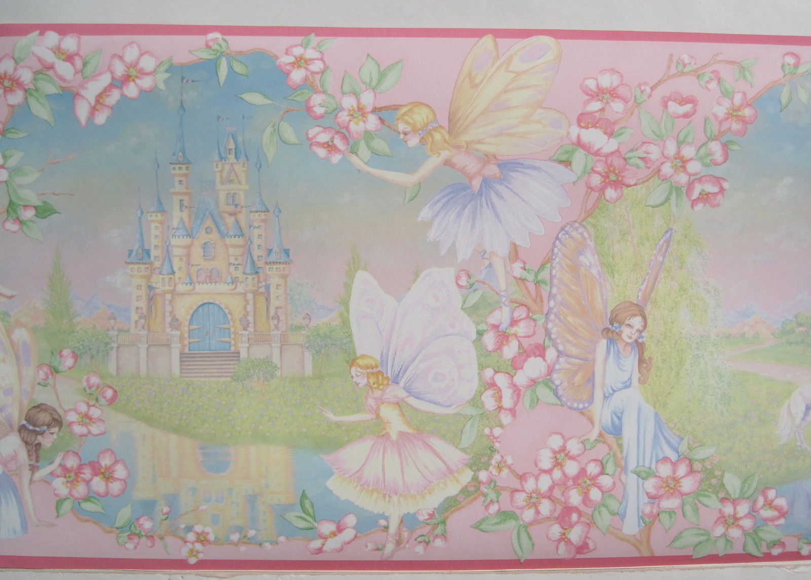 Fairies Castle Unicorns Girl S Room Wall Border Pink
