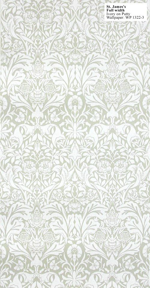 William Morris Reproduction Wallpaper St James Damask Designed By