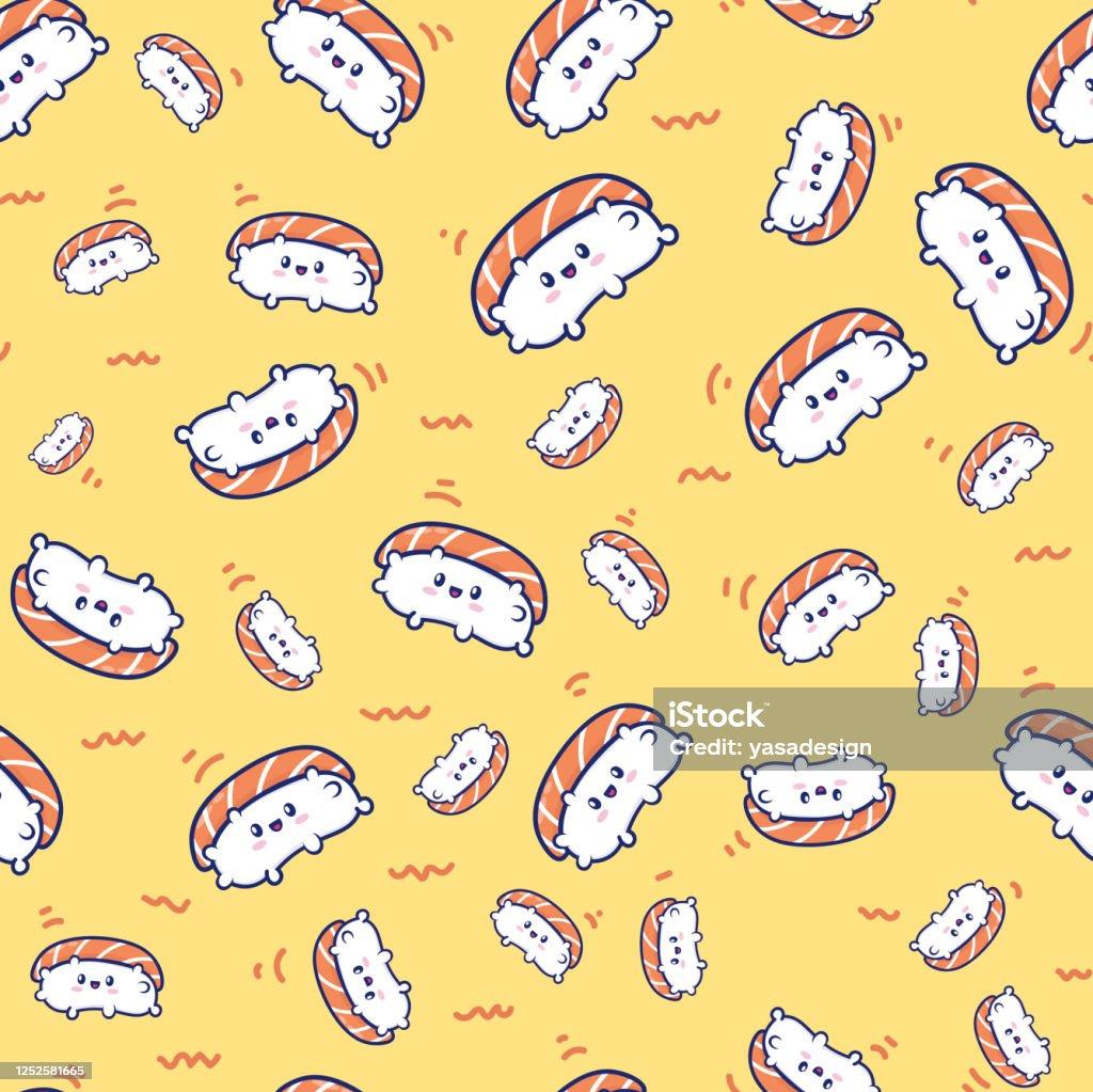 Pattern Sushi Fish Cute Background For Banner Wall