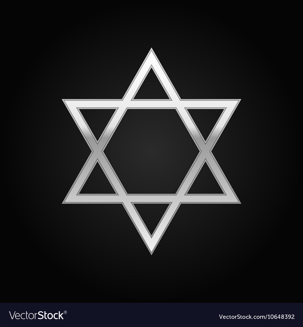 Silver Star Of David Icon On Black Background Vector Image