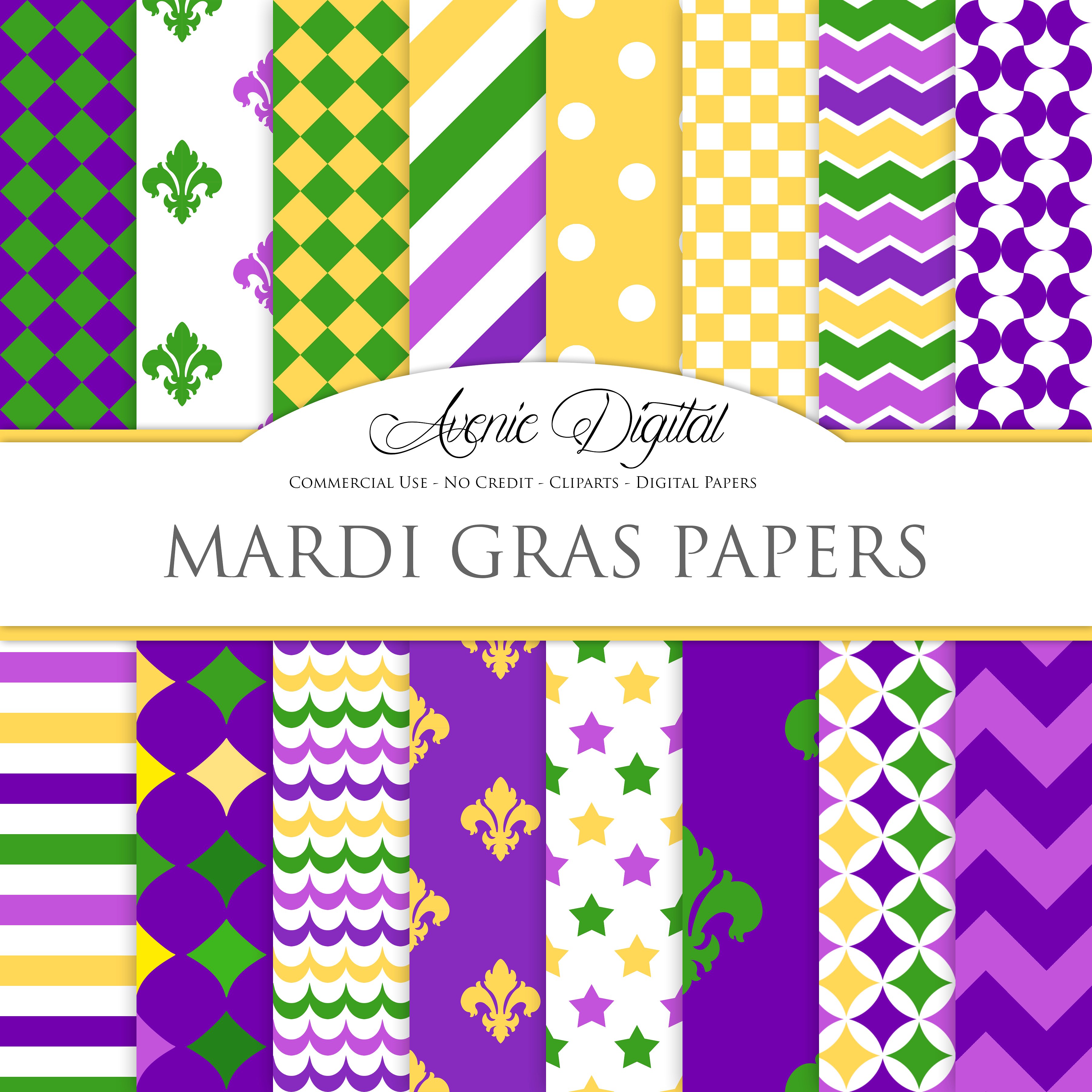 Mardi Gras Background Digital Paper Patterns Creative
