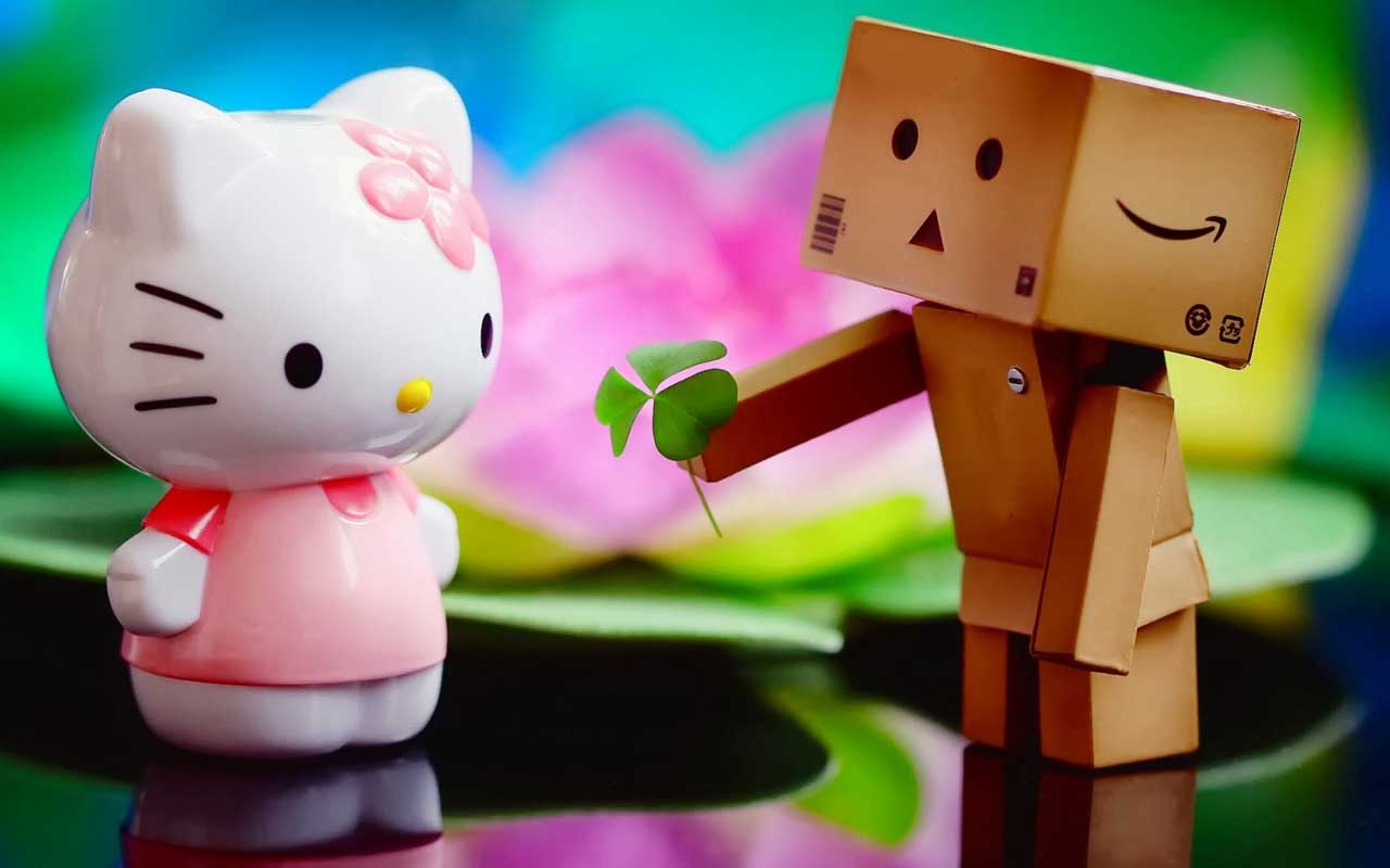 Cute Danbo Kitten Toys Friendship Wallpaper