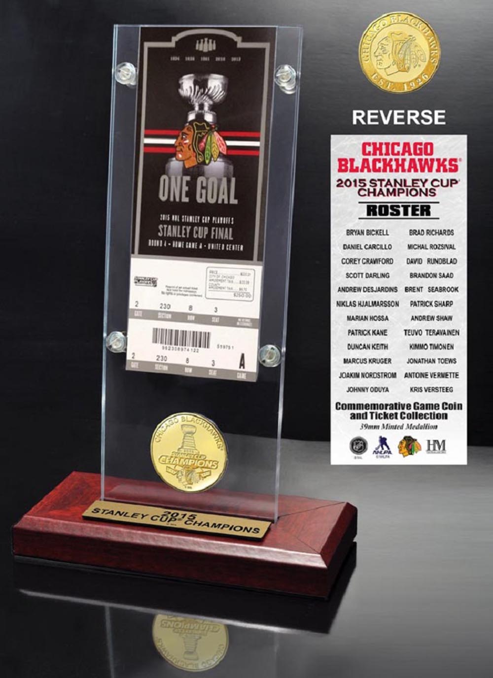Chicago Blackhawks Stanley Cup Champions Ticket Bronze Coin
