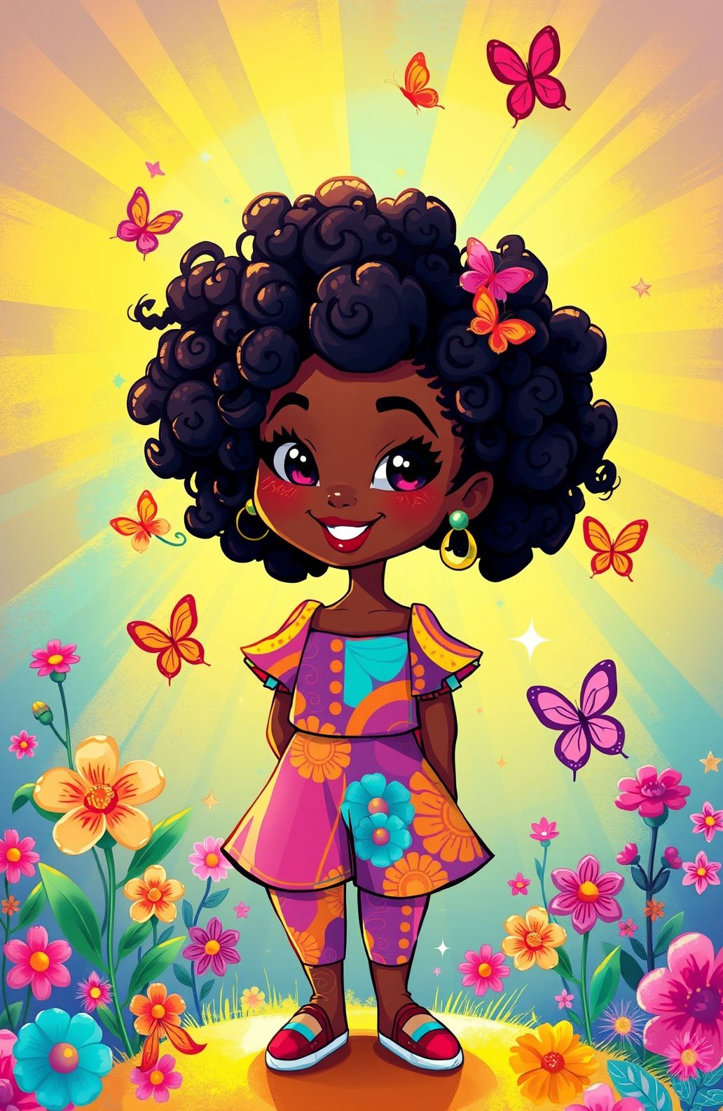 Pretty Black Girl Cartoon Wallpaper