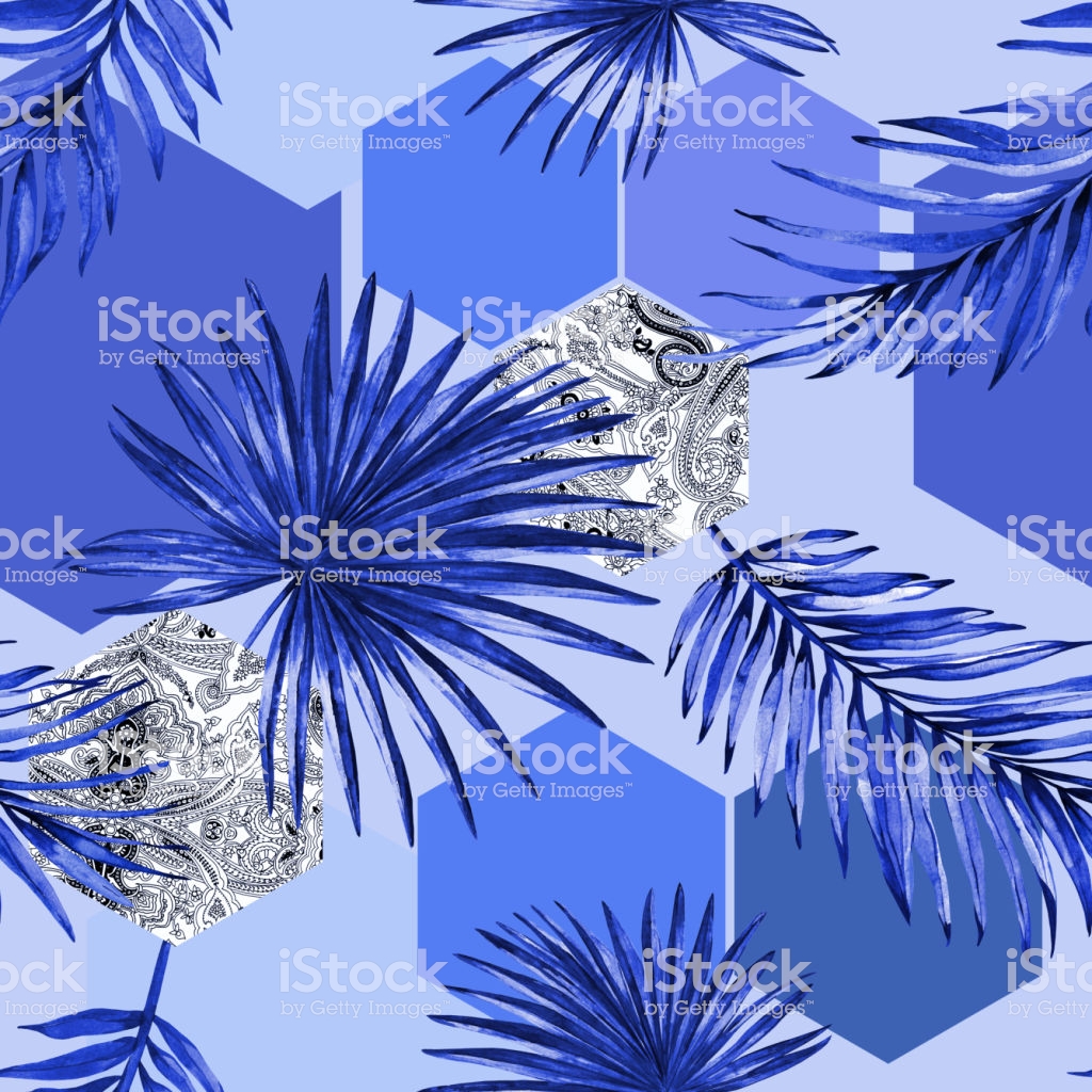 Palm Leaves Geo Paradise Background Stock Illustration