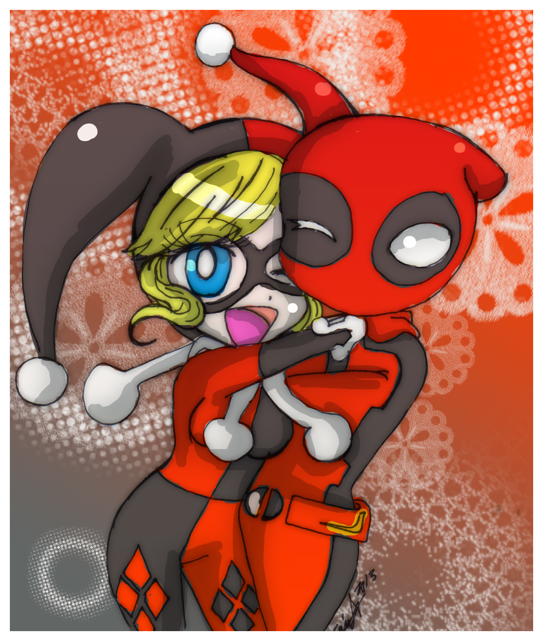 Free Download Fan Art Deadpool And Harley Quinn In Love Page