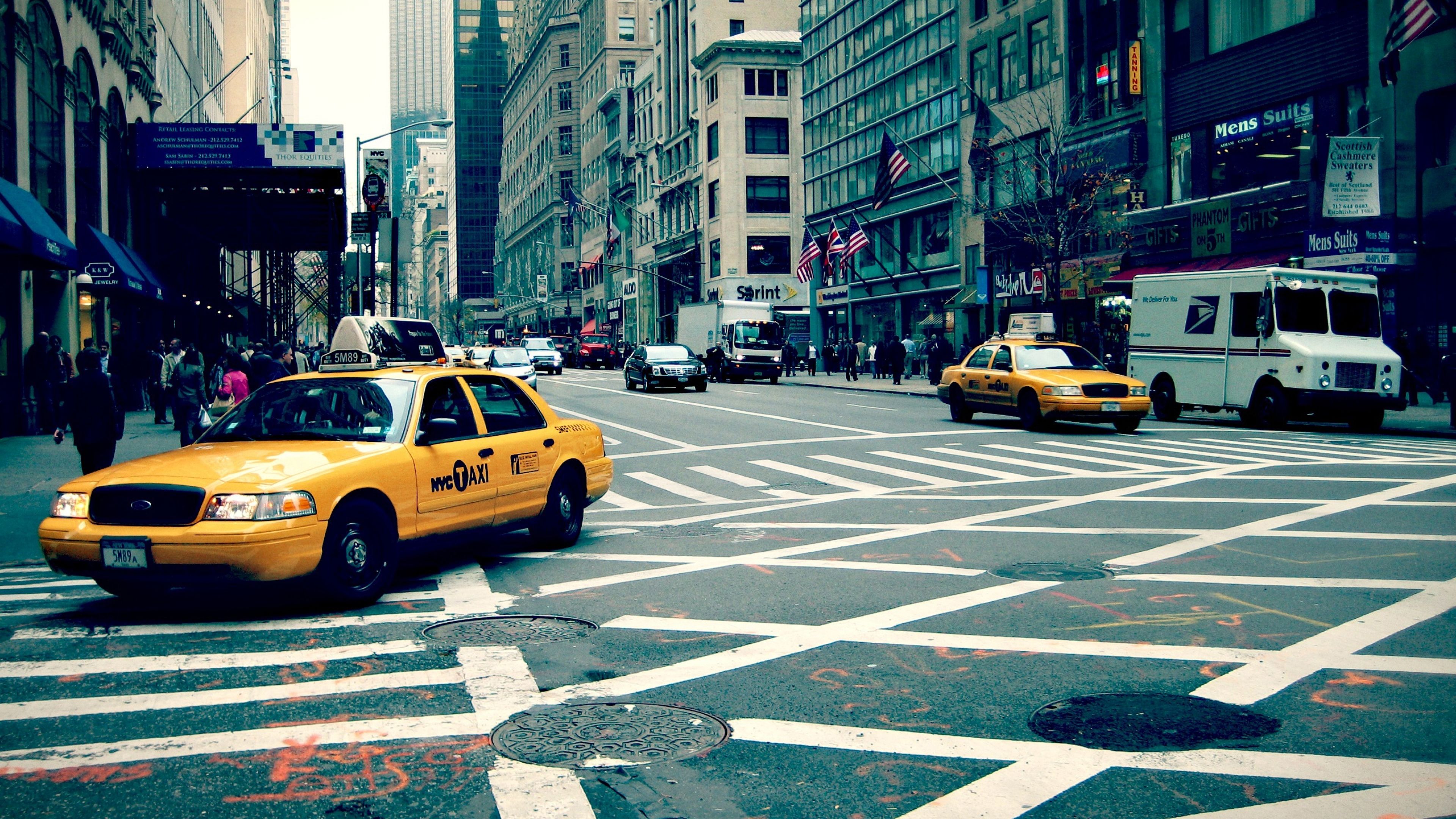 Wallpaper New York City Street Taxi 4k Ultra