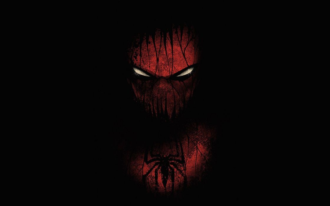 Black red Spider Man artwork Marvel Comics black background
