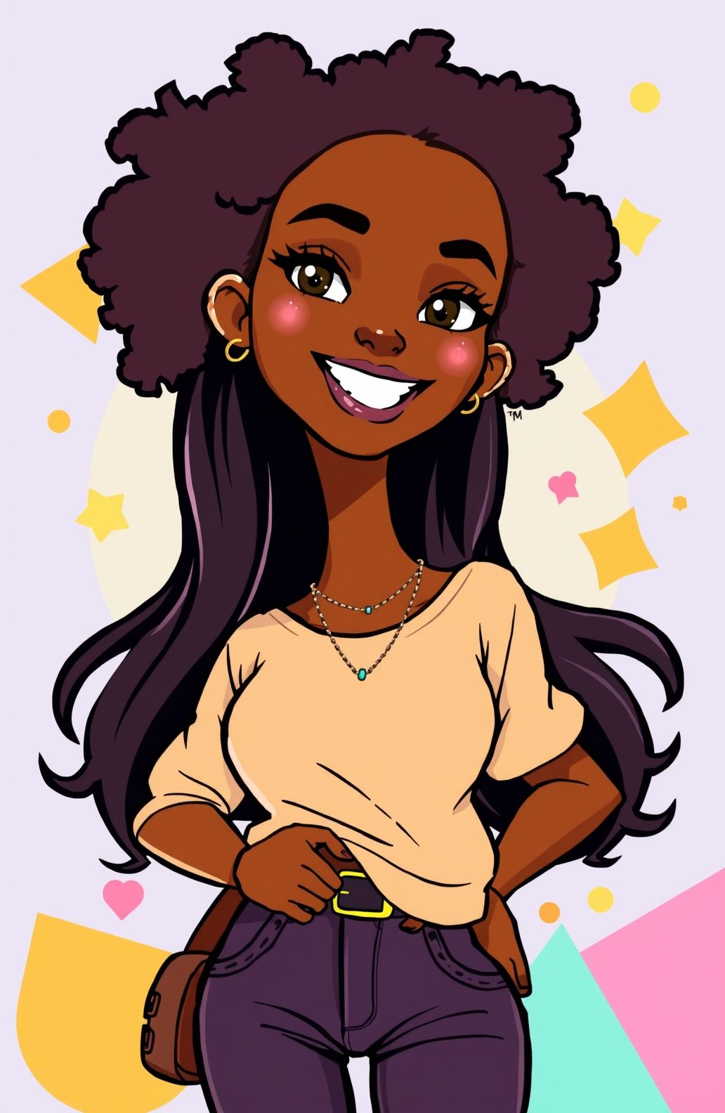 Pretty Black Girl Cartoon Wallpaper