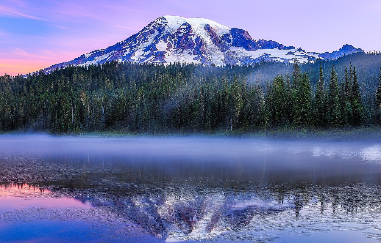Image Washington Mount Rainier Park Usa Reflection Lake Paradise