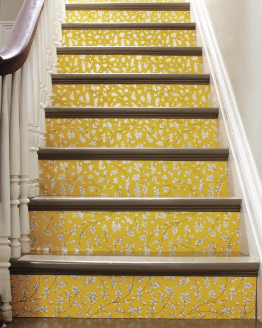 Wallpapered Stairs Martha Stewart