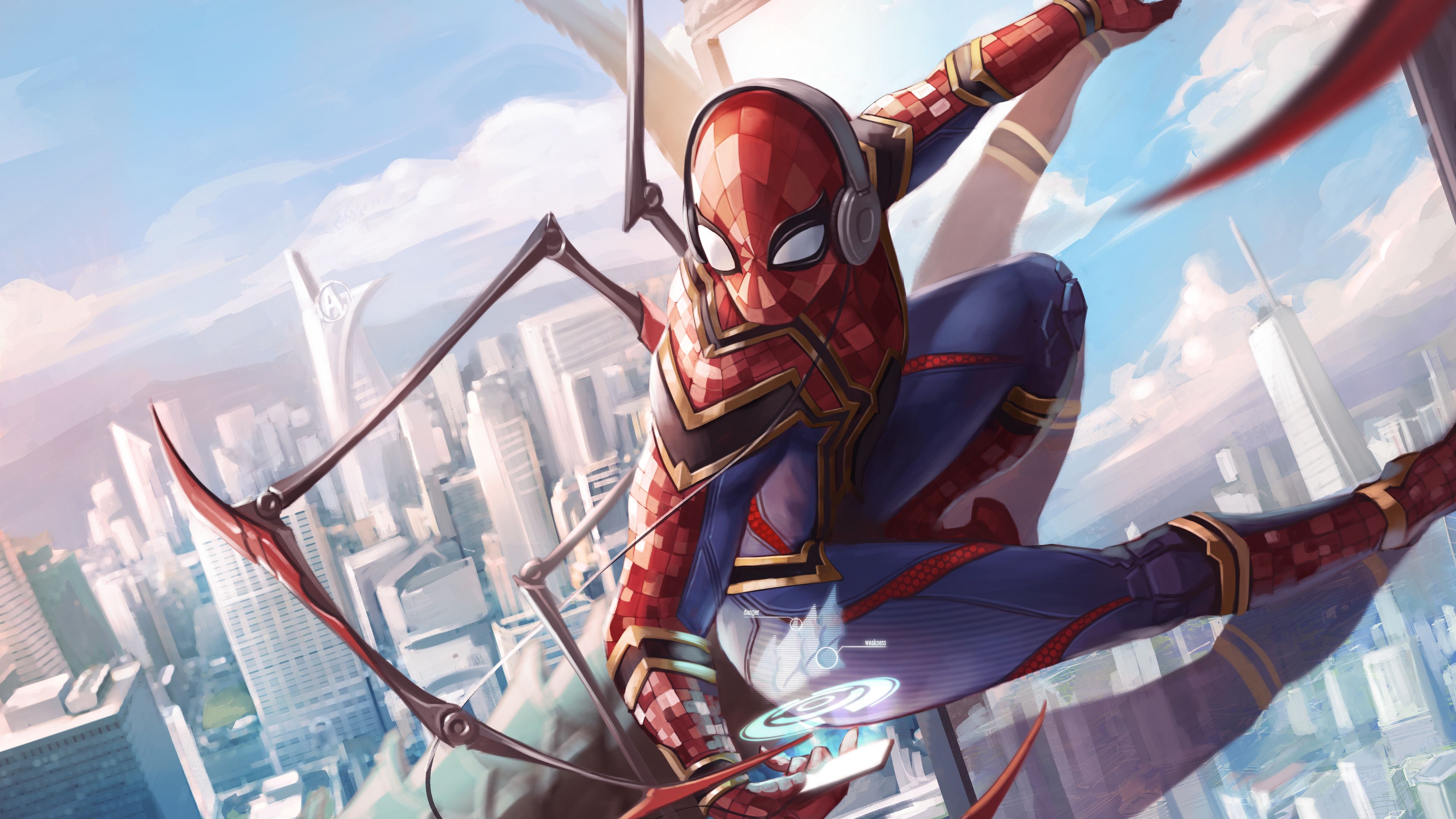 Spiderman Iron Suit Art 5k Superheroes Wallpaper