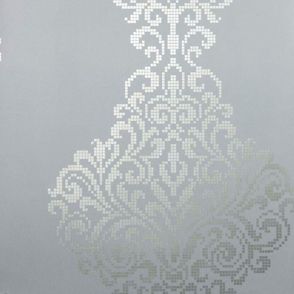 Lux Pewter Metallic Damask Wallpaper Swatch   Contemporary   Wallpaper