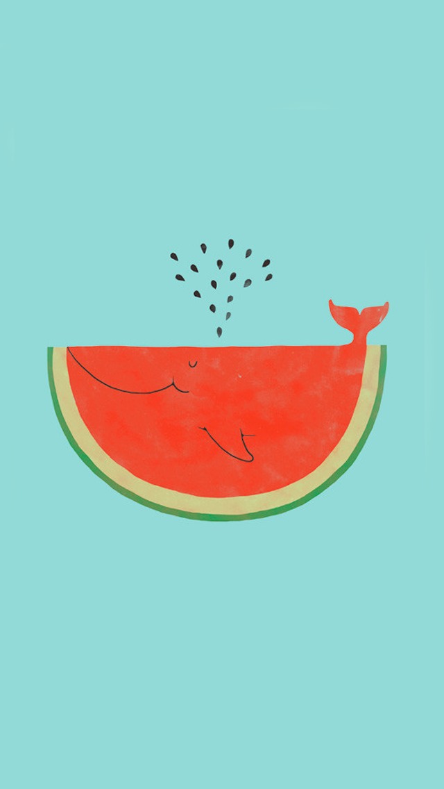 Watermelon Whale iPhone Wallpaper