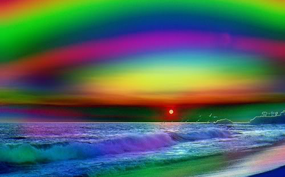 Awesome Abstract Rainbow Sunset Powerpoint Background Wallpaper55