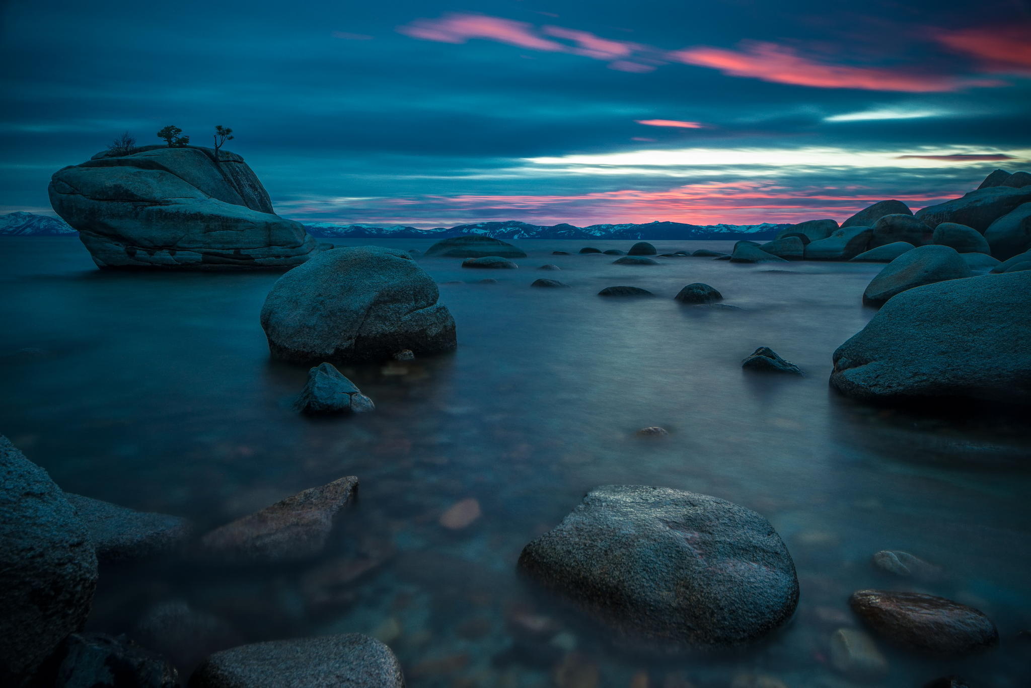 Wallpaper Bonsai Rock Lake Tahoe Rocks Nature Twilight