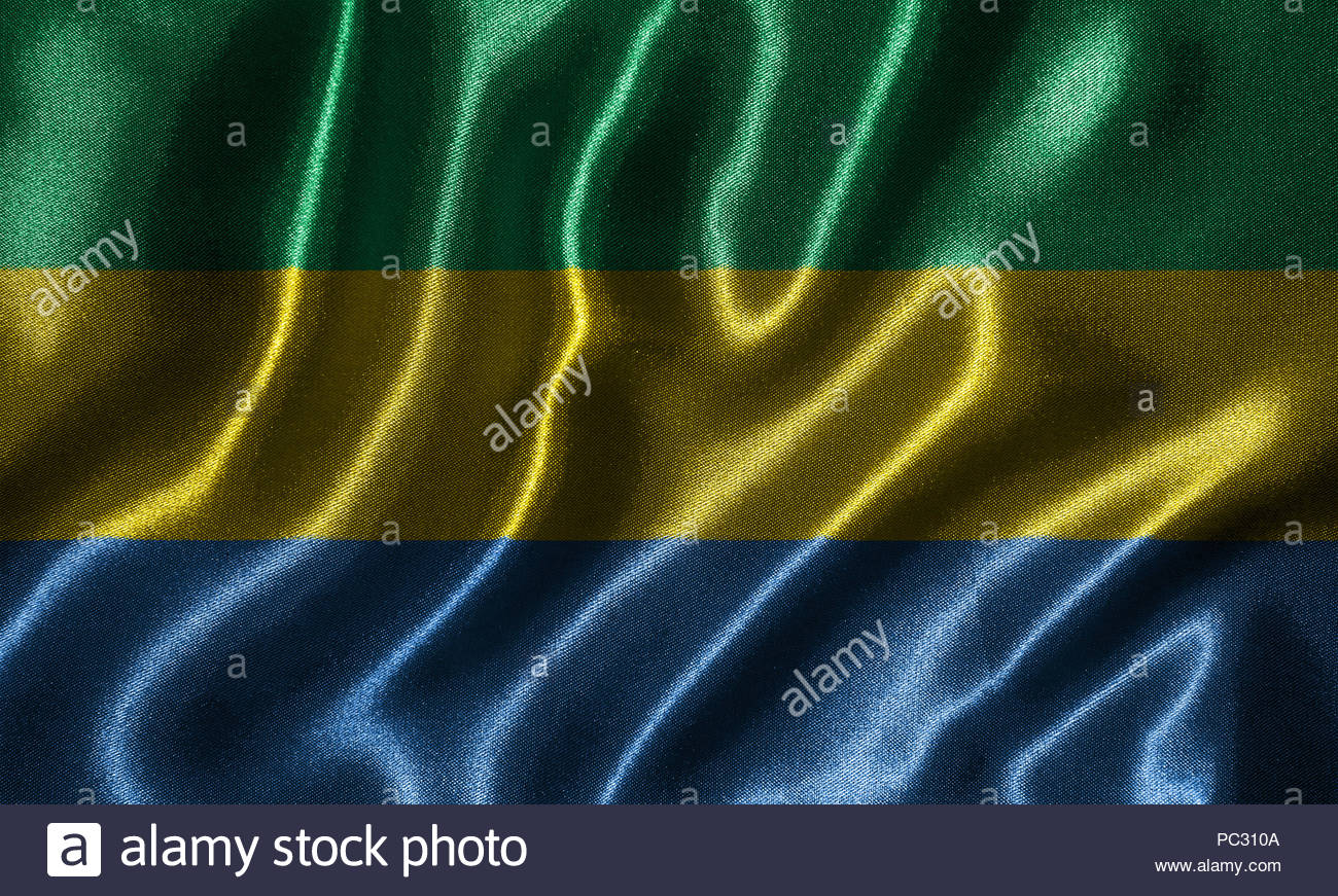 Gabon Flag Fabric Of Country Background And