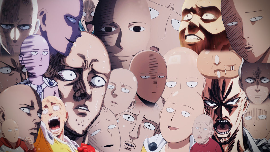 One Punch Man Saitama Faces Wallpaper Colour By Skigzdoesart On