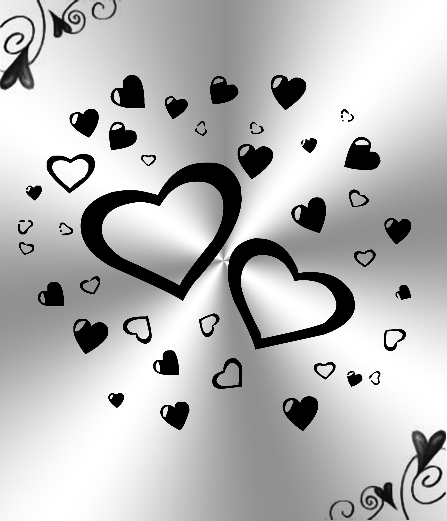 White And Black Hearts Background