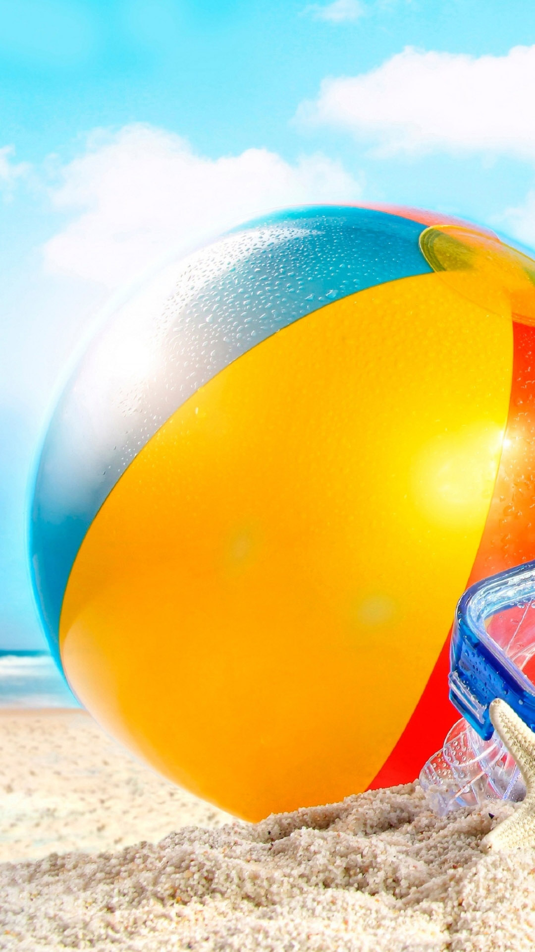 Beachball In Sand Summer Android Wallpaper