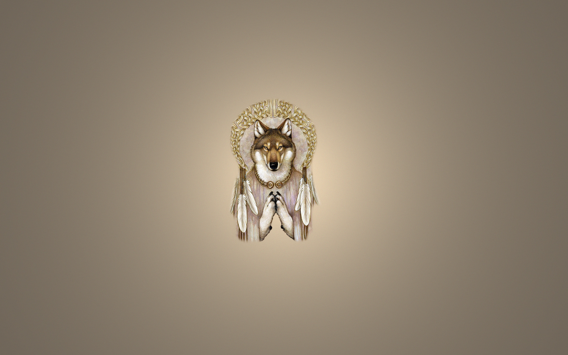 Wallpaper Dreamcatcher Wolf Light Background