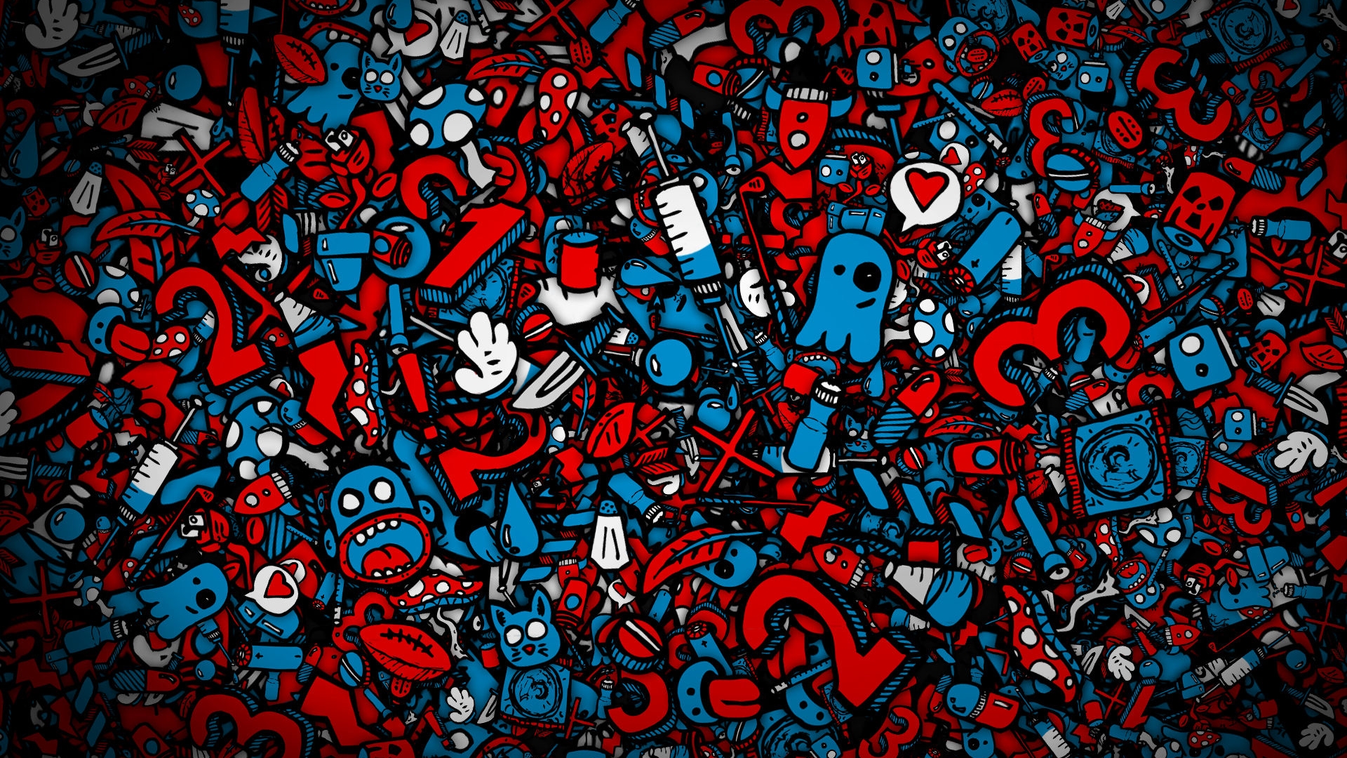 Red And Blue Collage Wallpaper