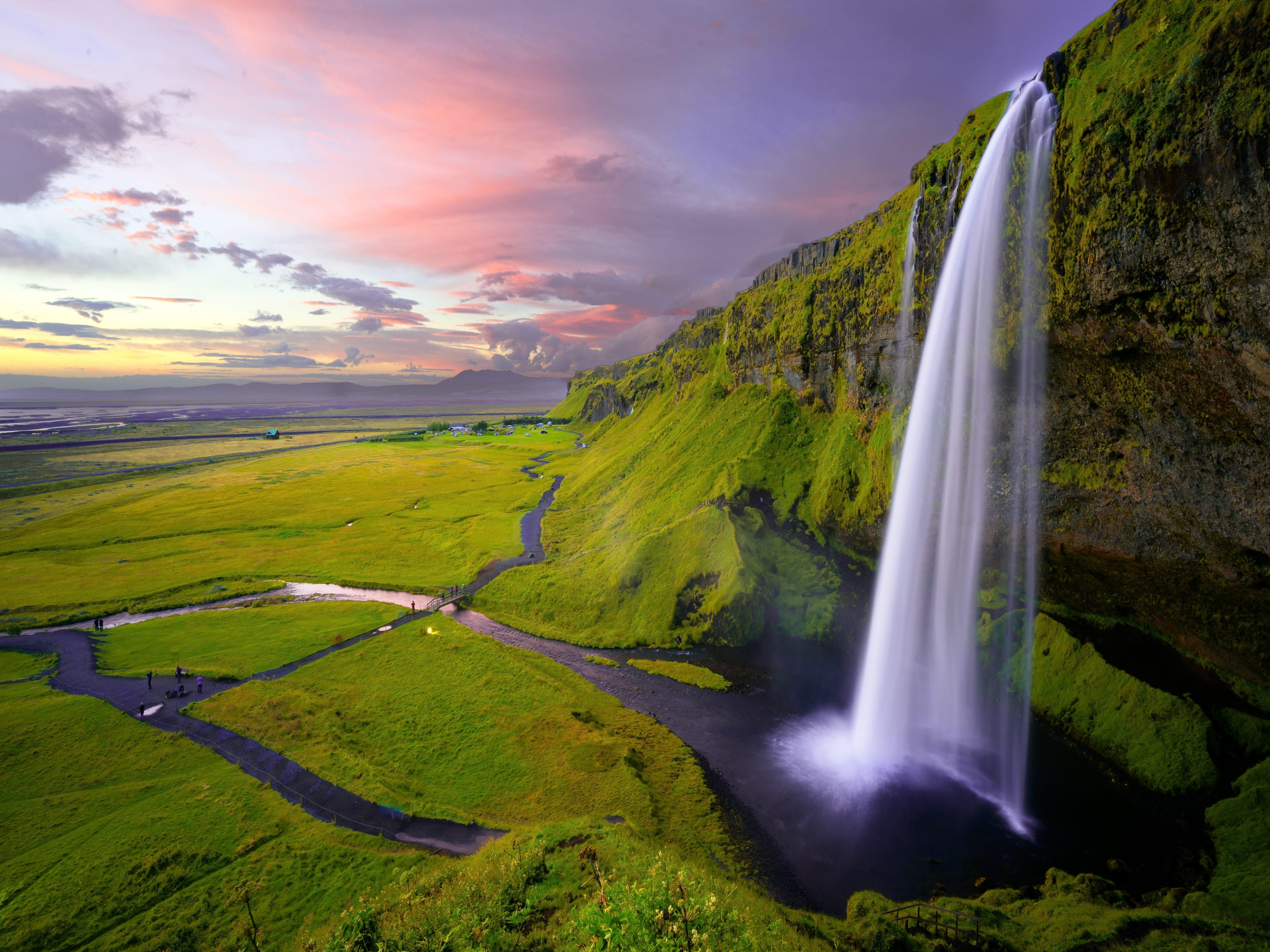 Seljalandsfoss Waterfall Iceland 4K wallpaper
