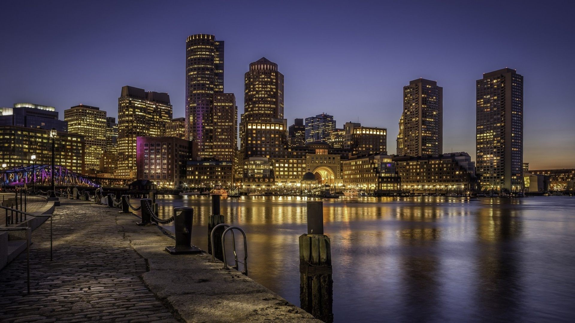 Boston City At Night HD Wallpaper Vactual Papers