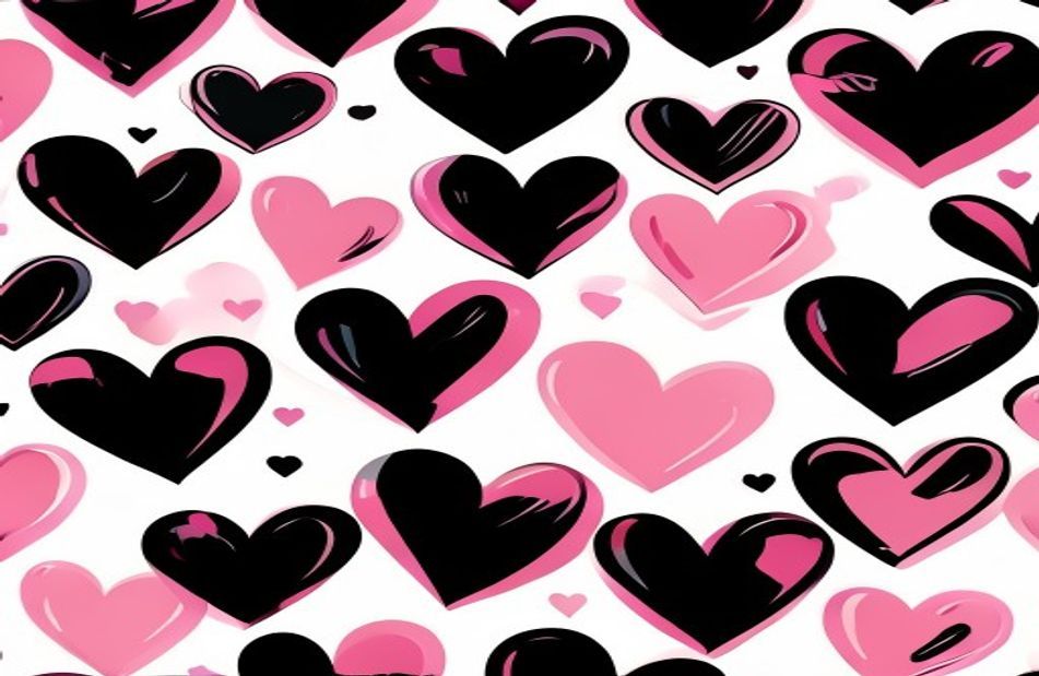 Pink And Black Heart Wallpaper
