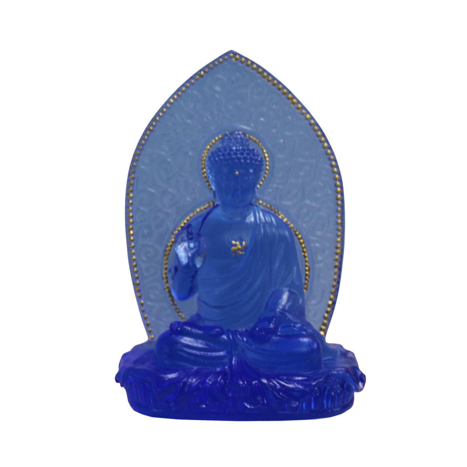 Crystal Glass Liuli Pate De Verre Blue Color Meditation Buddha