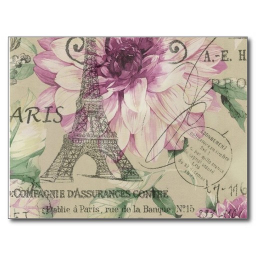 Elegant Girly Retro Floral Vintage Paris Post Card