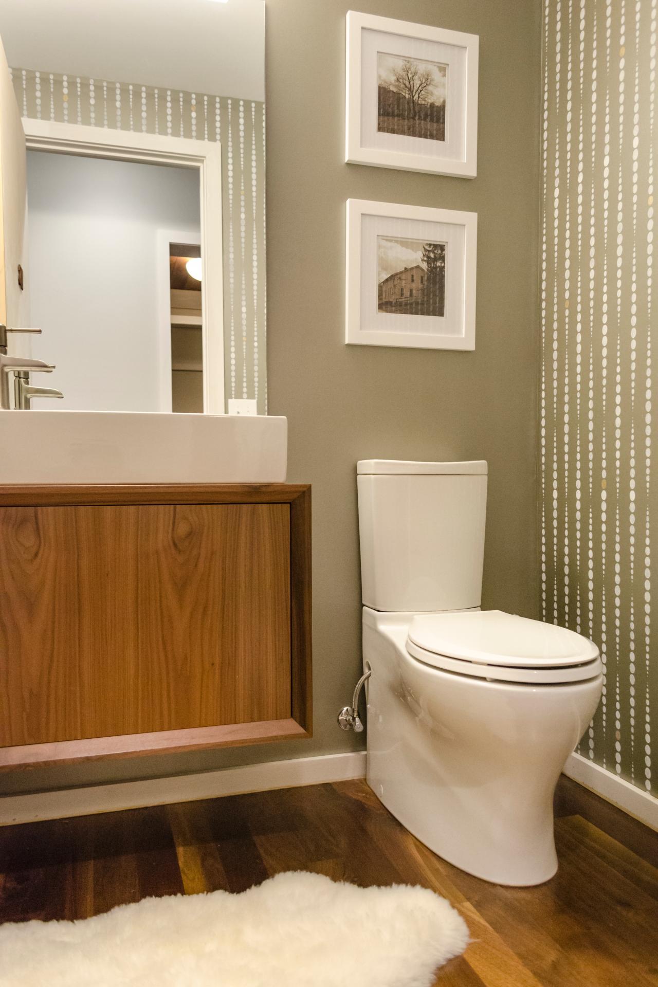 Contemporary Farmhouse Water Closet With Vessel Sink Hgtv