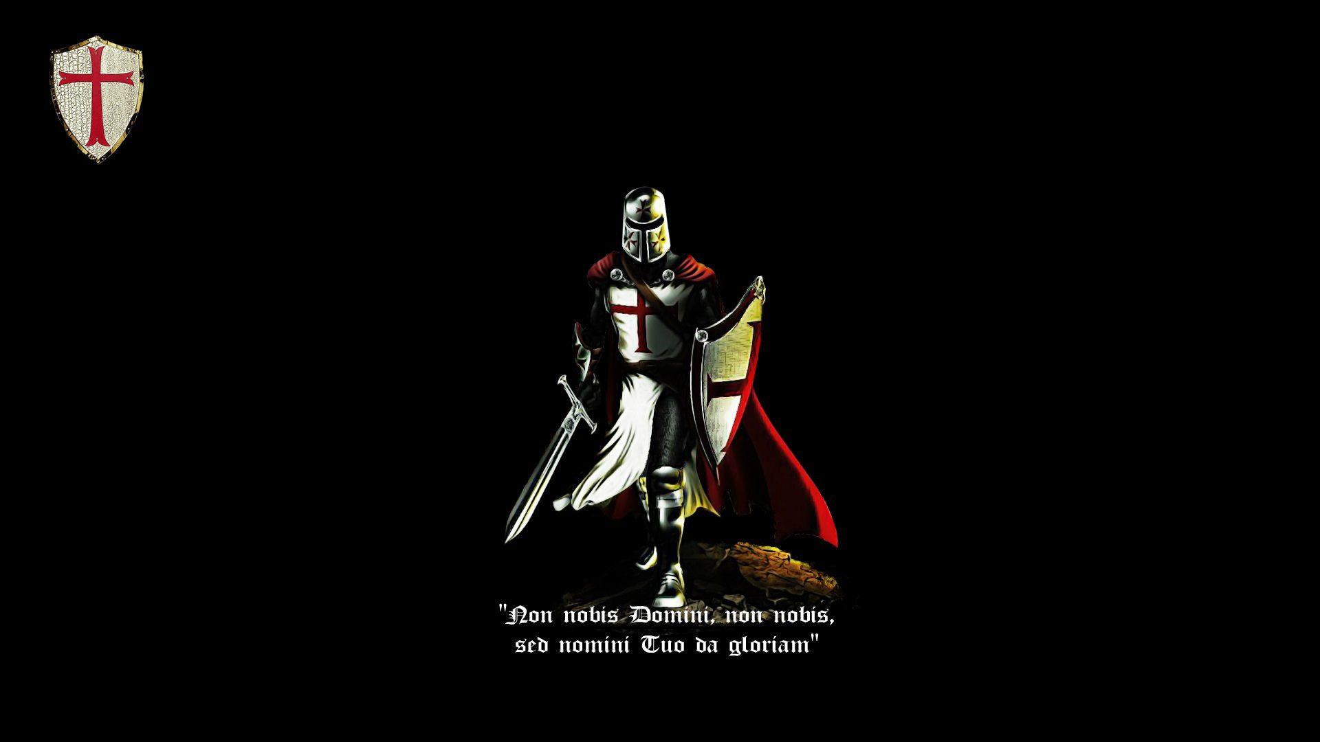 Wallpaper Red Sword Black Cross Shield Knight