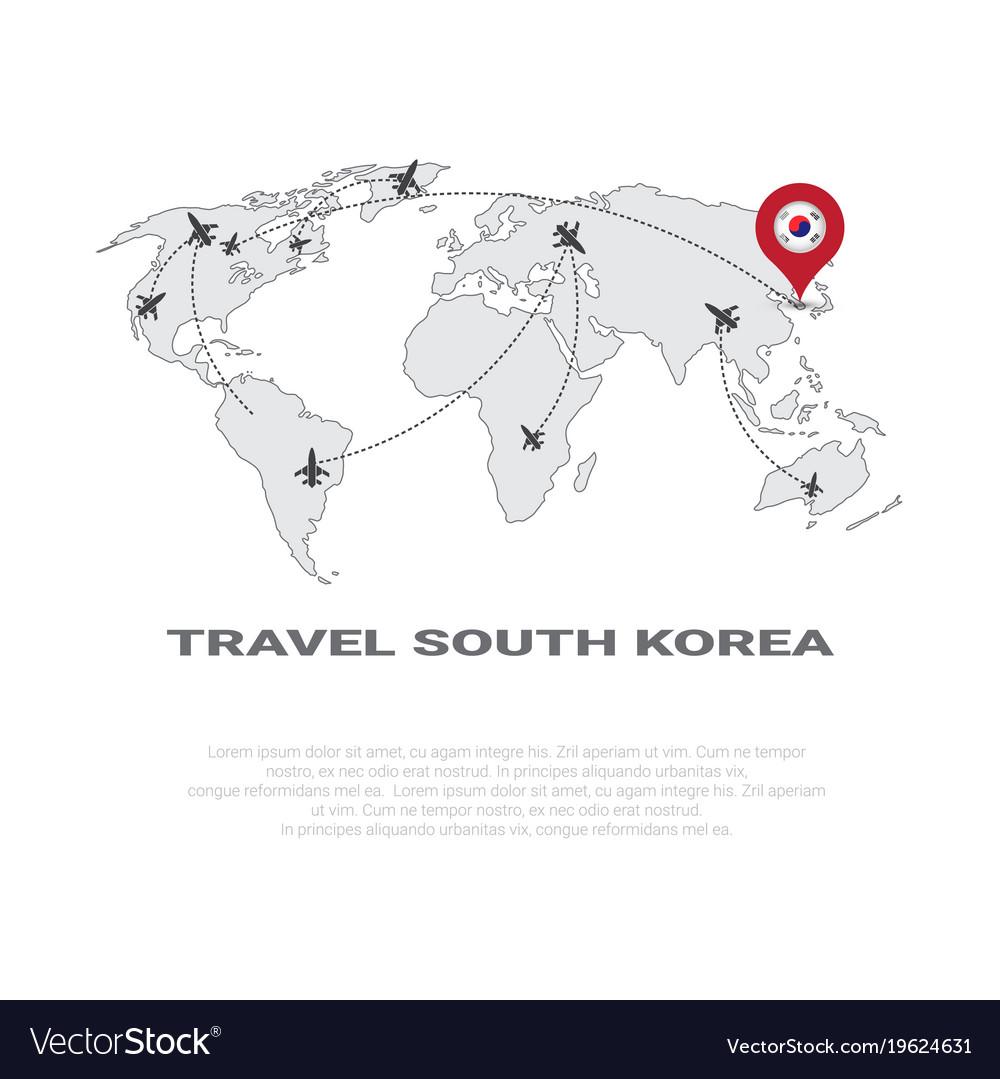 Travel to south korea poster world map background Vector Image