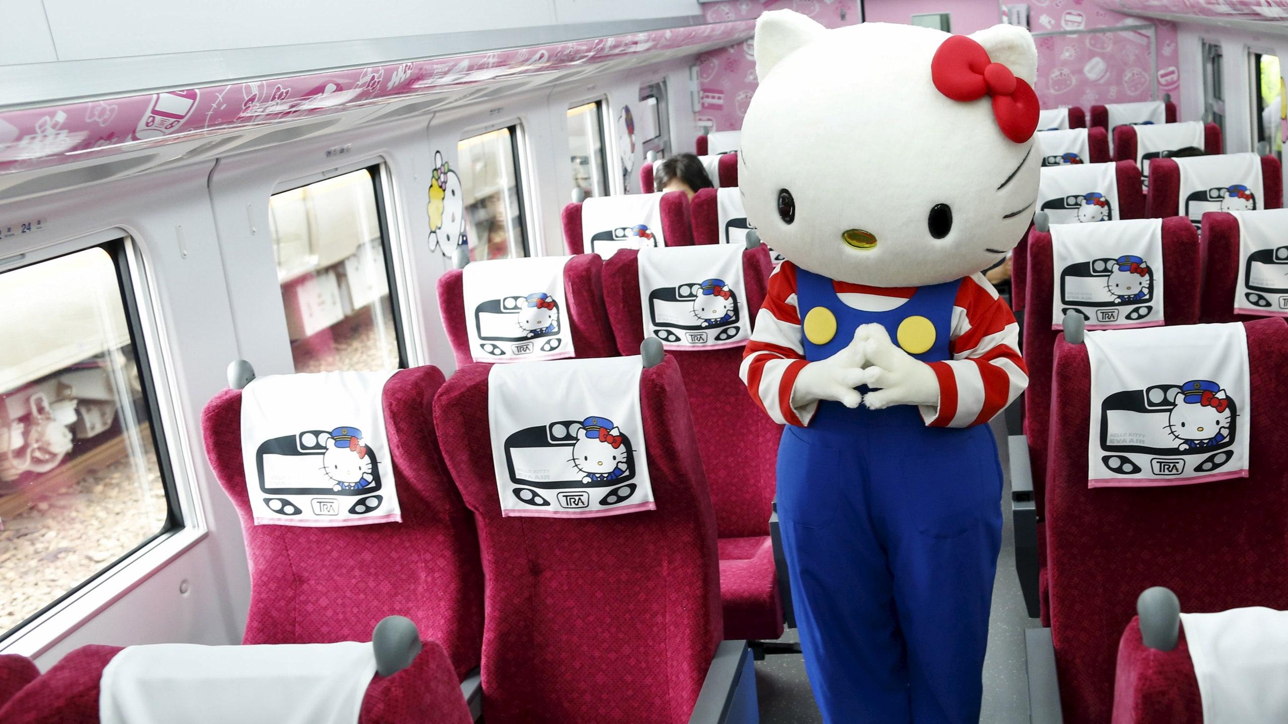 All Adorb Take the New Hello KittyThemed Train in Taiwan Cond