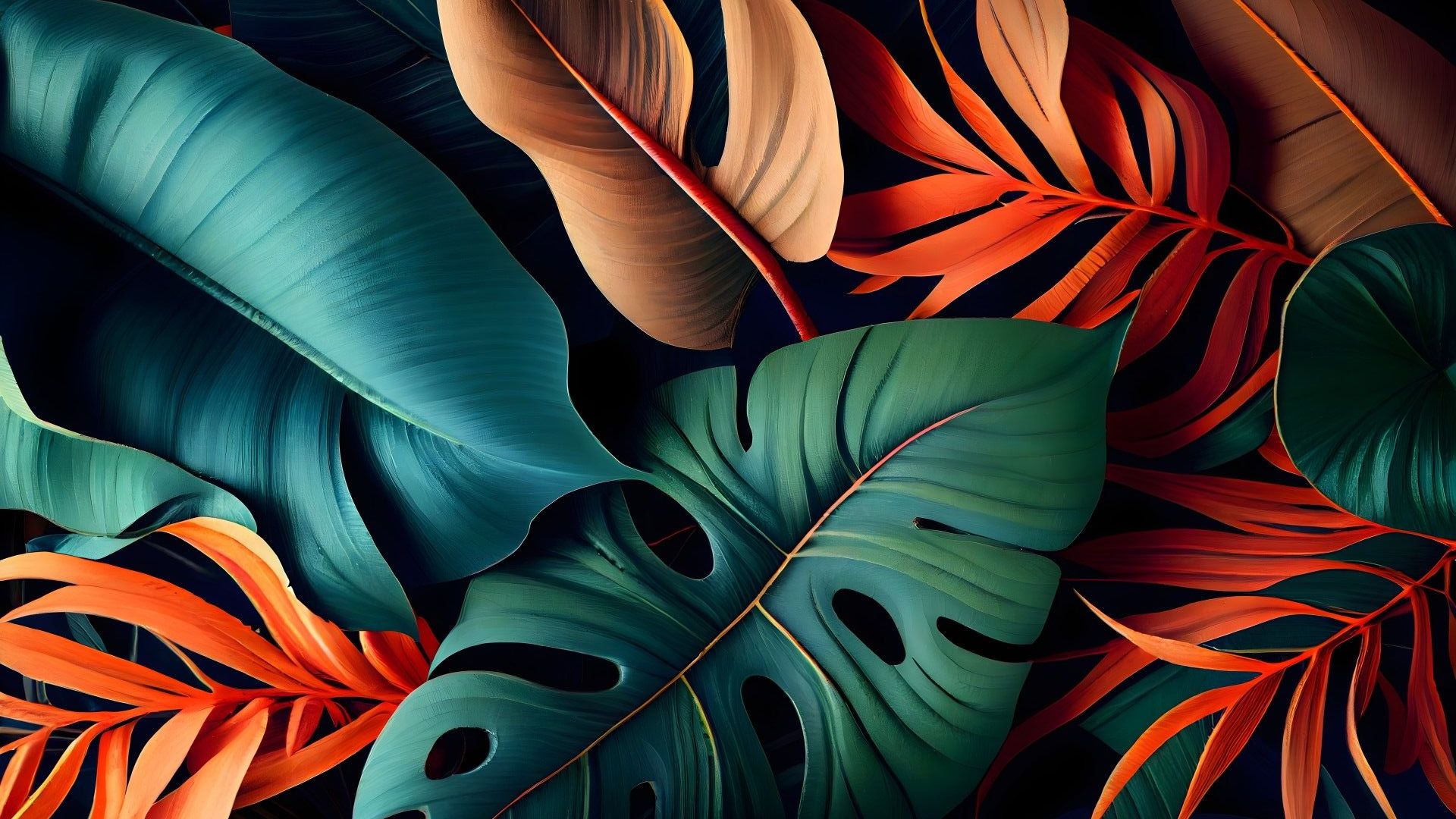Natural Concept Exquisite Tropical Flowers And Leaves Create A Stunning Wallpaper