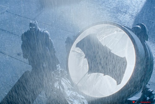 Ben Affleck As Batman Next To Bat Signal In V Superman Dawn Of