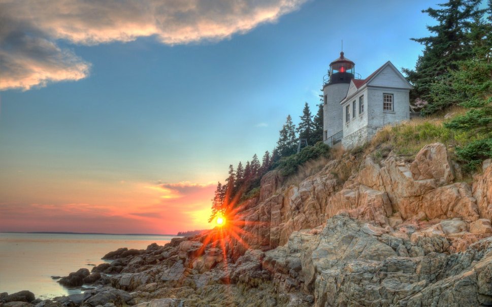Maine Bassharbor Phare Wallpaper