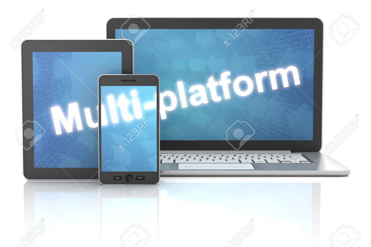 Smartphone Tablet And Laptop With Multi Platform Word 3d Render