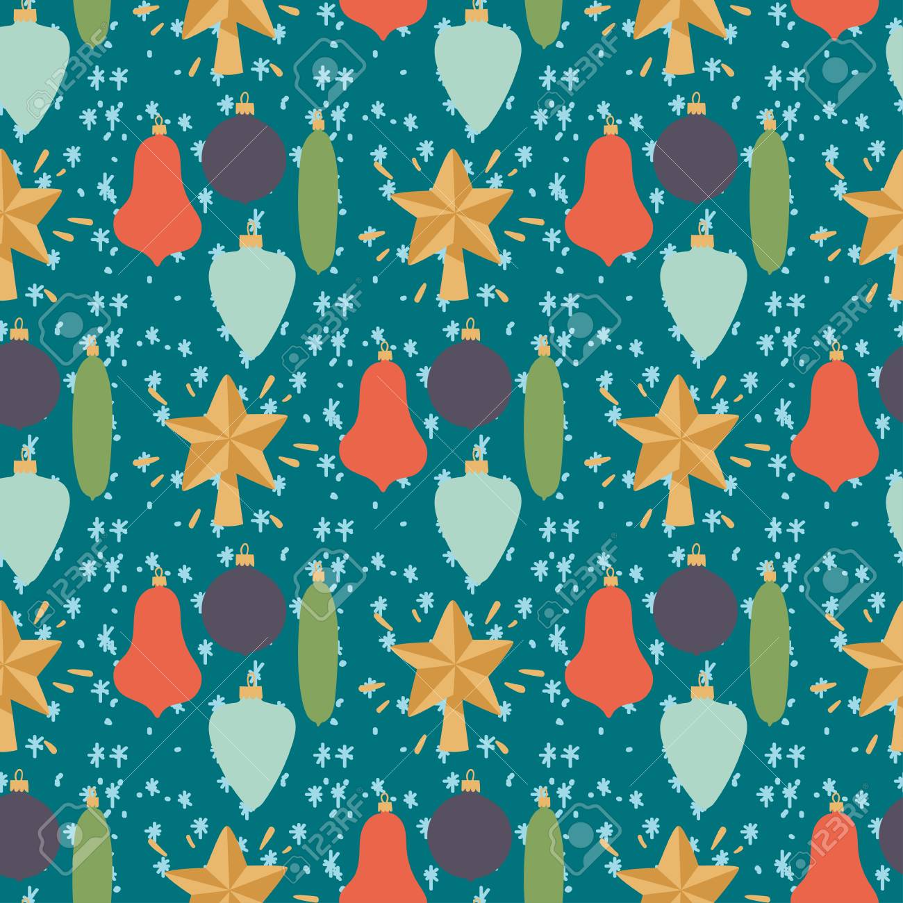 Christmas Seamless Pattern Hand Drawn Style Holiday Wallpaper