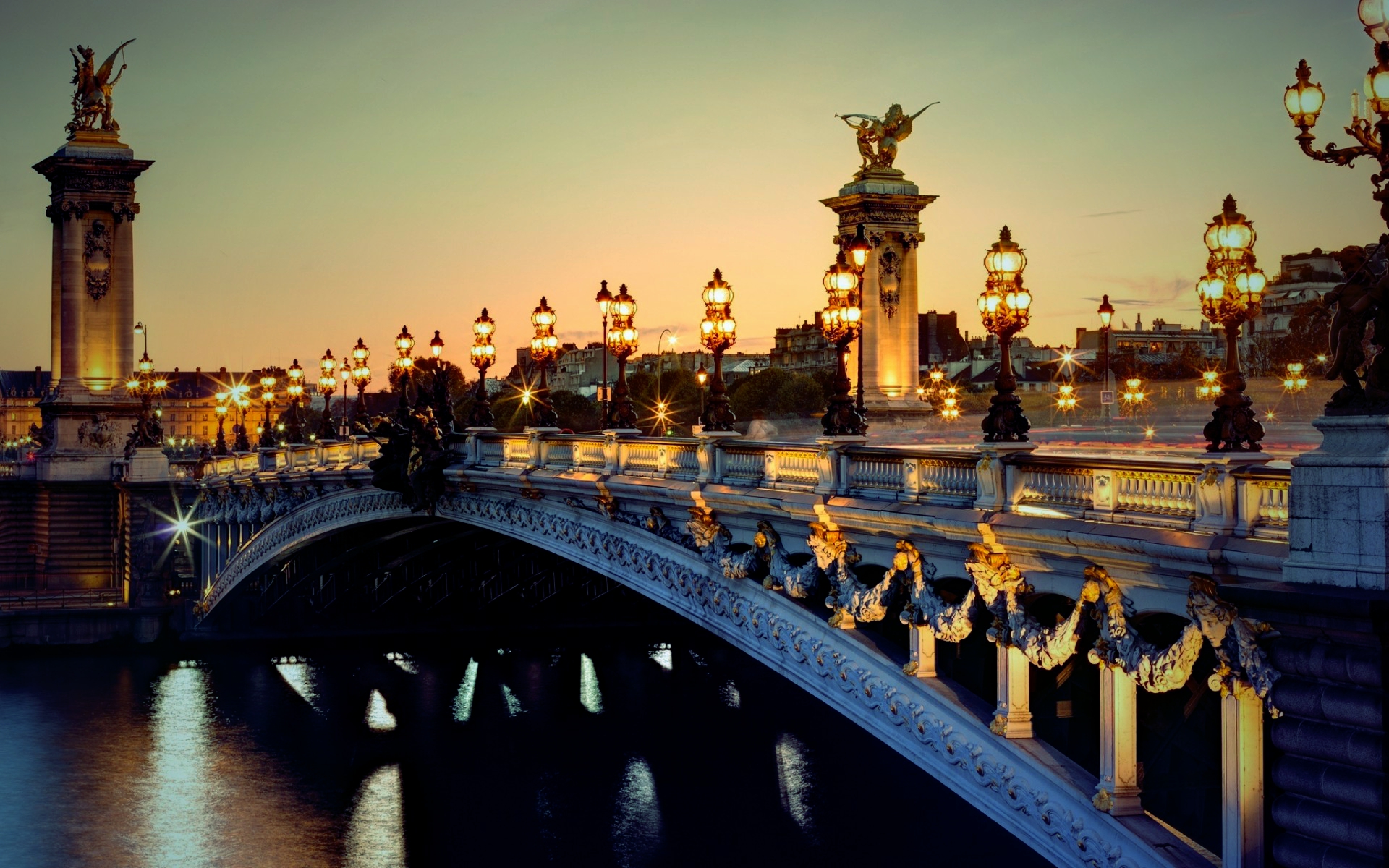 France Paris The Pont Alexandre Iii Bridge Over Seine Widescreen