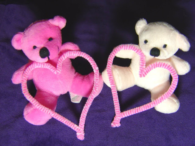 Beautiful Pink Teddy Bear White With Hearts