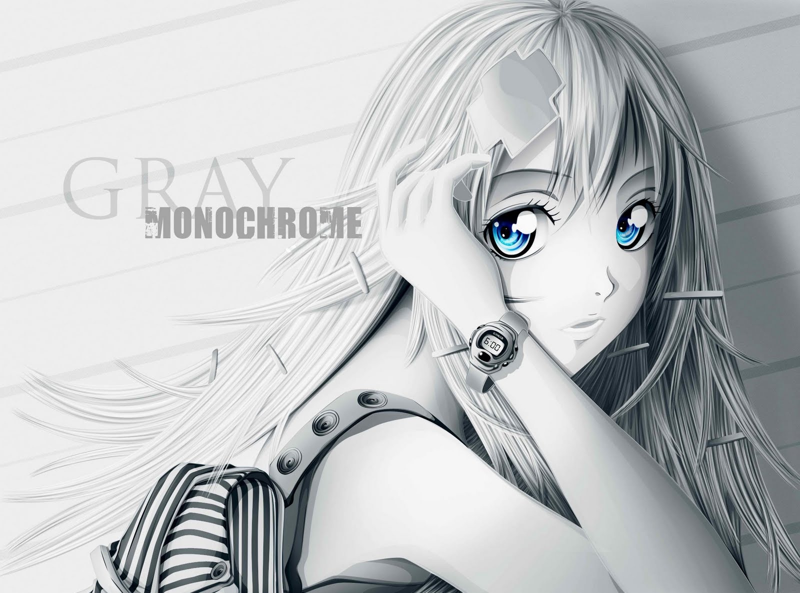 Anime Girl Blue Eyes Gray HD Wallpaper Full
