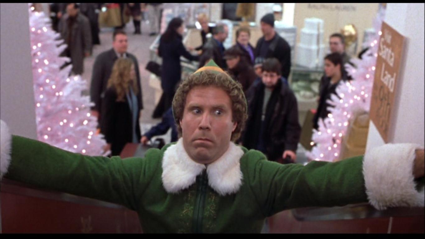 Elf Will Ferrell Santa Buddy Escalator Scared