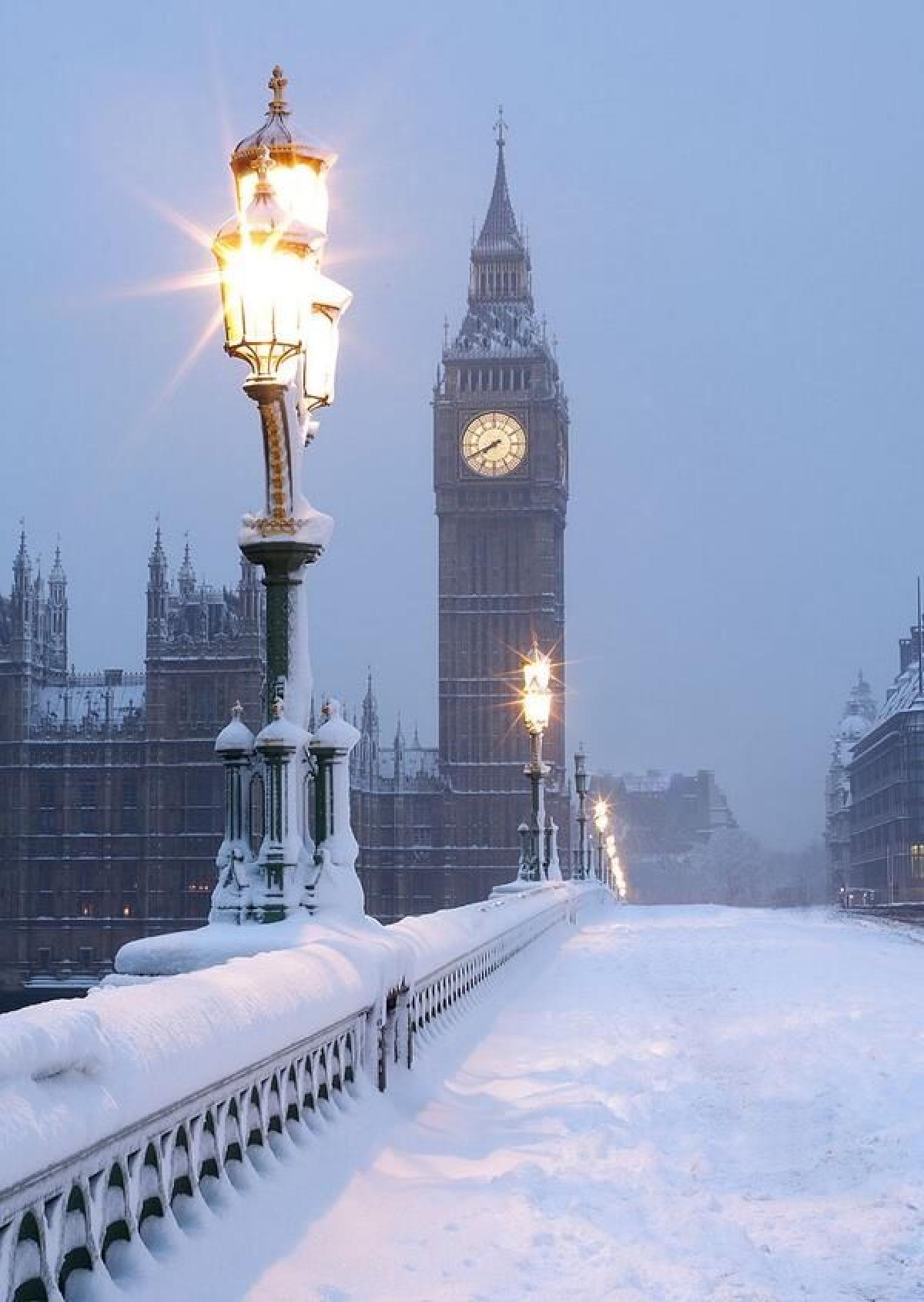  Download Winter London Bigben Bridge Snow Snowy Day In By