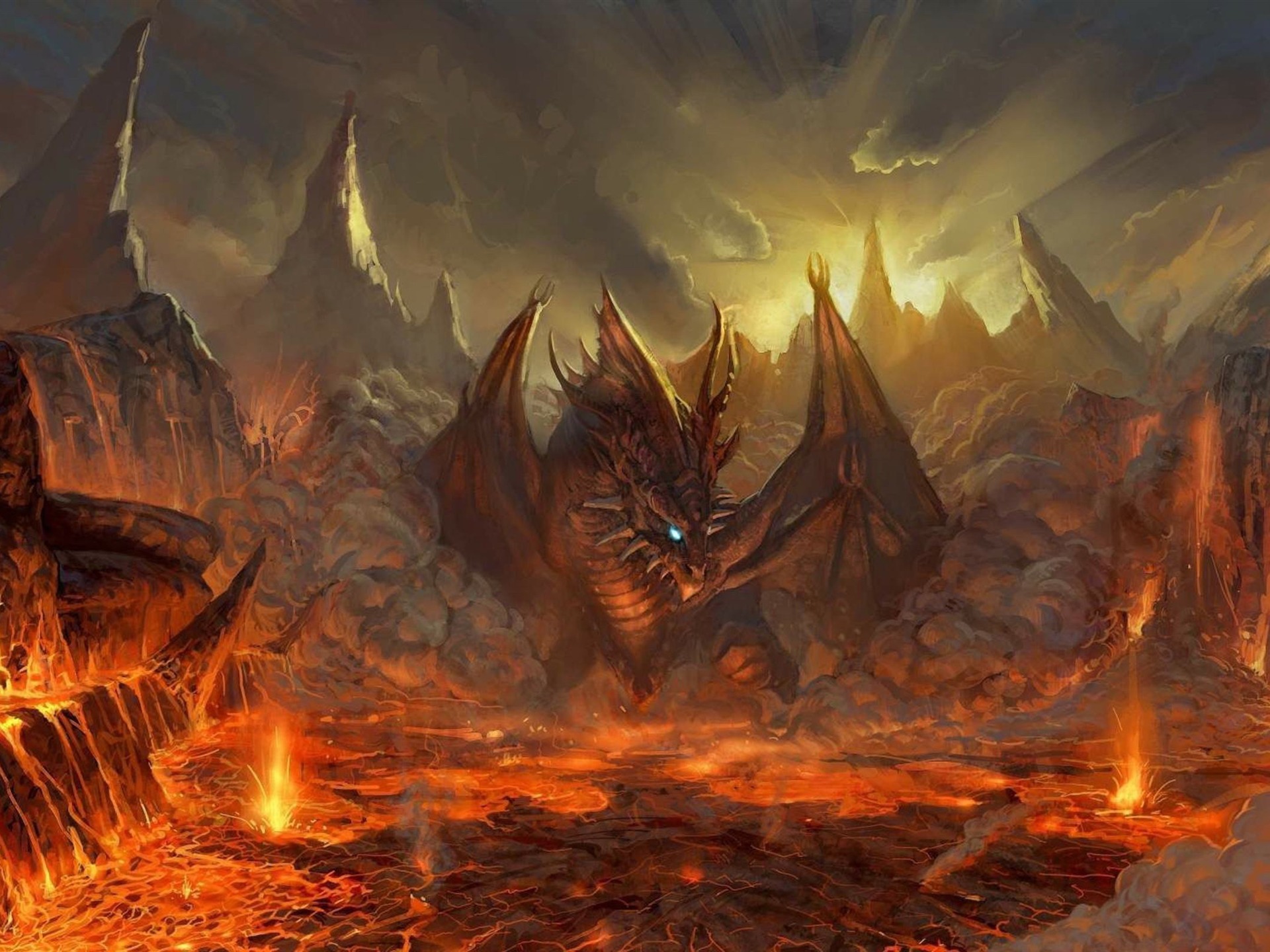 Dragon And Lava Wallpaper