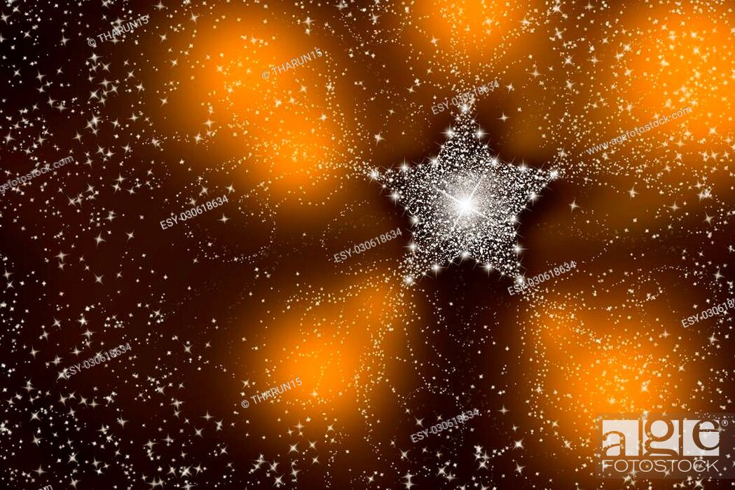 White Sprakling Stars In A Yellow Background Stock Photo Picture