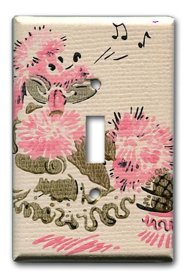 Switch Plate S Vintage Wallpaper Chatty Pink Poodle By Fondue
