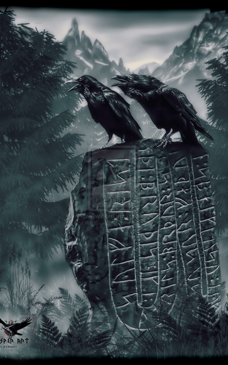 Huginn And Muninn On A Runestone By Thecasperart